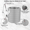 Stainless Steel Ice Bucket with Tong, Peg Measurer & Cocktail Shaker - Off White