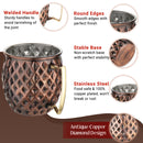 Stainless Steel Moscow Mule Beer Mug - Diamond Design, Antique Copper