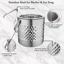 Stainless Steel - Double Wall Ice Bucket with Tong - Diamond