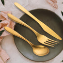 Cyra - Gold PVD Coated Premium Stainless Steel Cutlery Set with Portable Gift Box - Glossy, 24 Pcs Set