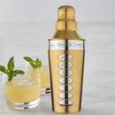 8 Drink Recipe Cocktail Shaker with Strainer (PVD Coated) - Gold, 750 ml by Steren Impex