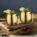 Stainless Steel Moscow Mule Beer Mug - Hammered Design. Brass