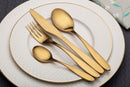 Cyra - Gold PVD Coated Premium Stainless Steel Cutlery Set with Portable Gift Box - Matt, 24 Pcs Set