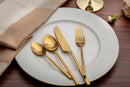 Ridge - Gold (PVD Coated) Premium Stainless Steel Cutlery - Matt, 24 Pcs Set