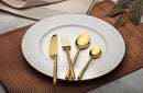 Aura - Gold (PVD Coated) Premium Stainless Steel Cutlery - Glossy, 24 Pcs Set