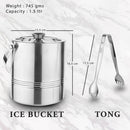 Stainless Steel - Double Wall Ice Bucket with Tong - Wave