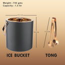 Stainless Steel - Double Wall Ice Bucket with Tong - Gun Metal & Copper