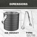 Stainless Steel Double Wall Ice Bucket with Tong - Gun Metal | 2 Whiskey Glasses FREE