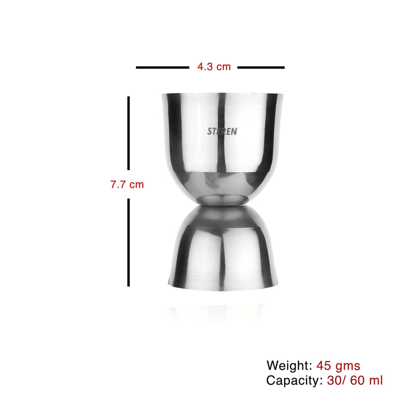 Buy Stainless Steel - Jigger/Peg Measure Glass 30/60 ml (Round)