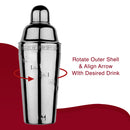 15 Drink Recipe Cocktail Shaker with Strainer - 1000 ml by Steren Impex