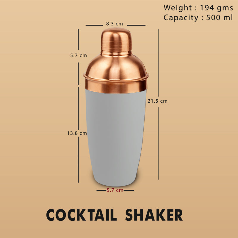 Stainless Steel - Cocktail Shaker White & Copper (PVD Coated) - 500 ml