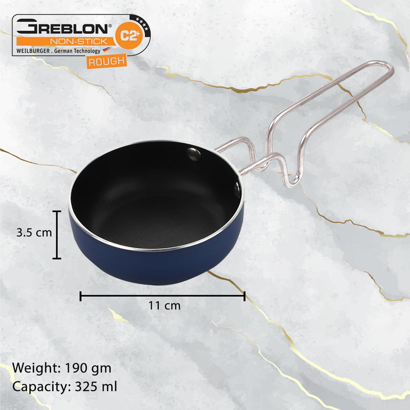 GREBLON Non Stick Tadka Pan (Gas Stove Compatible Only) - Blue, 11cm