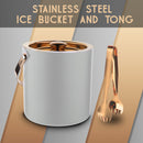 Stainless Steel - Double Wall Ice Bucket with Tong - Off White & Copper