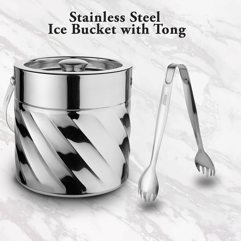 Stainless Steel - Double Wall Ice Bucket with Tong - Swrill