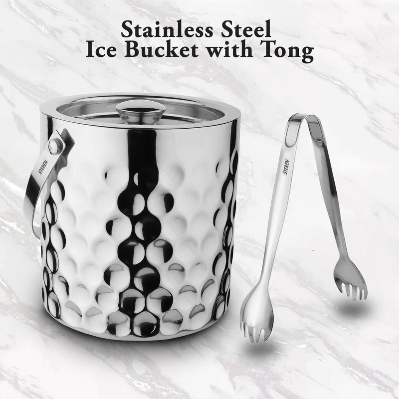 Stainless Steel - Double Wall Ice Bucket with Tong - Coin