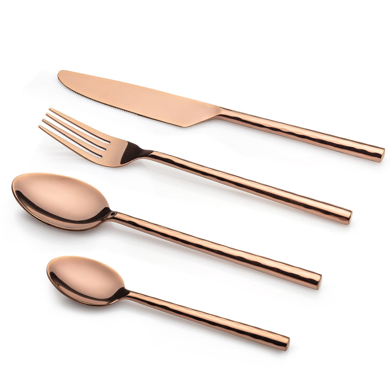 Aura - Copper (PVD Coated) Premium Stainless Steel Cutlery - Glossy, 24 Pcs Set