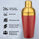 Stainless Steel - Pattern Design Cocktail Shaker Cherry & Gold (PVD Coated) - 500 ml