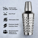 Cocktail Shaker with Built-in Bartender Strainer & Peg Measurer - Diamond, 500 ml