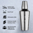 Cocktail Shaker with Built-in Bartender Strainer & Peg Measurer - Half Hammered, 500 ml
