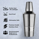 Cocktail Shaker with Built-in Bartender Strainer & Peg Measurer - Hammered Band, 500 ml