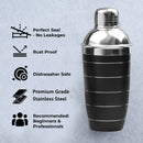 Black Ring - Cocktail Shaker with Strainer & Peg Measurer - 500 ml