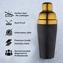 Stainless Steel - Cocktail Shaker Black & Gold (PVD Coated) - 500 ml