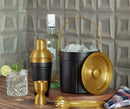 Stainless Steel Pattern Design Black & Gold Double Wall Bar Set - 4 Pcs | 4 Whiskey Glasses FREE