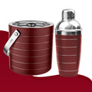 Stainless Steel Ice Bucket with Tong, Peg Measurer & Cocktail Shaker - Cherry