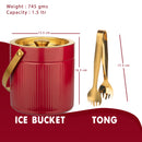 Stainless Steel Pattern Design Cherry & Gold Double Wall Bar Set - 4 Pcs