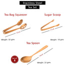 Stainless Steel Tea Set - Tea Bag Squeezer, Sugar Scoop & 6 Tea Spoons