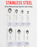 Stainless Steel - Measuring Cup & Spoon Set, Oval Shaped - Matt Finish