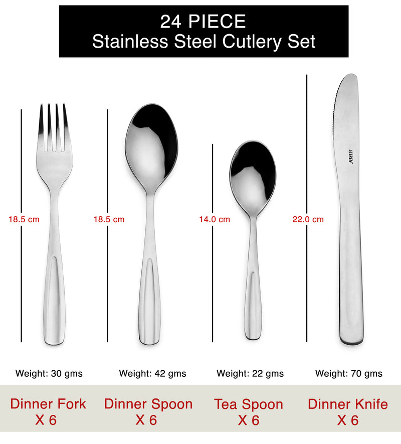Classic - Stainless Steel Premium Cutlery 24 Piece Set