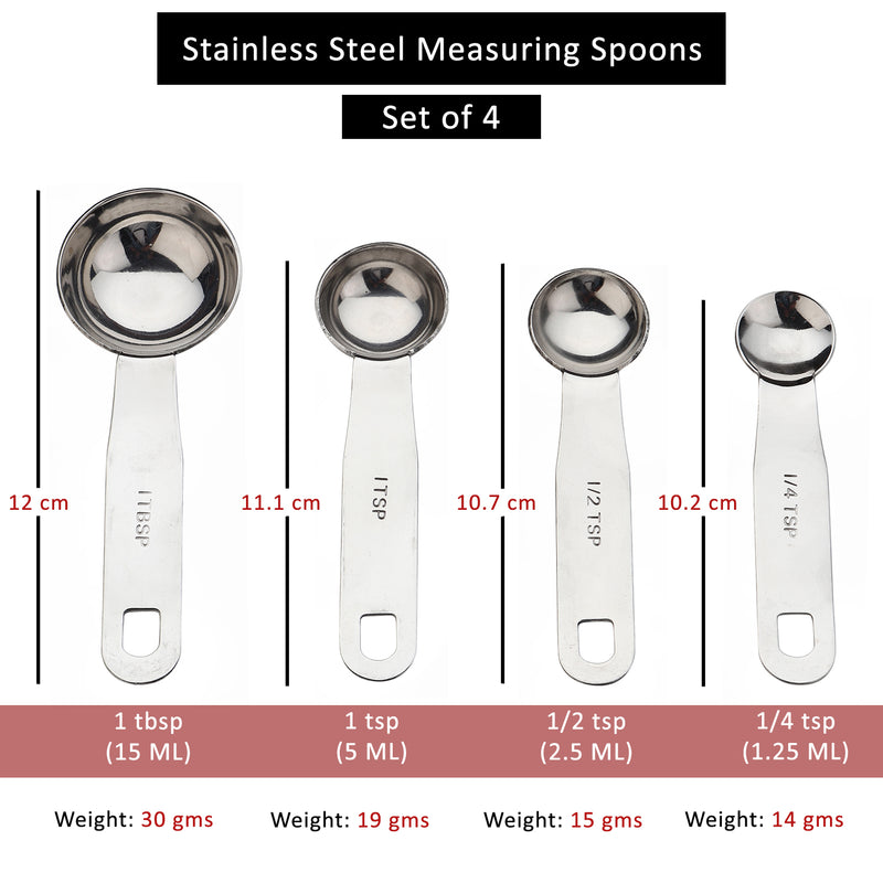 Stainless Steel Measuring Spoon - (Round) Set of 4