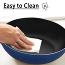 GREBLON Non Stick Kadhai with Glass Lid (Gas Stove Compatible Only) - Blue, 26cm