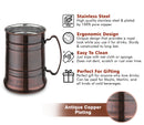 Stainless Steel Beer Mug with Handle - Antique Copper
