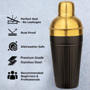 Stainless Steel - Pattern Design Cocktail Shaker Black & Gold (PVD Coated) - 500 ml