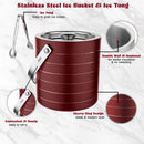 Stainless Steel Double Wall Ice Bucket with Tong - Cherry | 2 Whiskey Glasses FREE