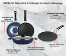 GREBLON Non Stick Cookware - Set of 5 Piece (Gas Stove Compatible Only) - Blue (Free Tadka Pan)