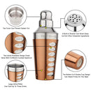 8 Drink Recipe Cocktail Shaker with Strainer - Bronze, 750 ml by Steren Impex