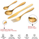Cyra - Gold PVD Coated Premium Stainless Steel Cutlery Set with Portable Gift Box - Glossy, 24 Pcs Set