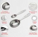 Stainless Steel - Measuring Cup & Spoon Set, Oval Shaped - Matt Finish