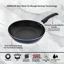 GREBLON Non Stick Frying Pan (Gas Stove Compatible Only) - Blue, 26cm