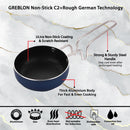 GREBLON Non Stick Tadka Pan (Gas Stove Compatible Only) - Blue, 11cm