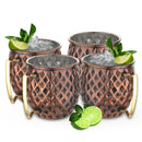 Stainless Steel Moscow Mule Beer Mug - Diamond Design, Antique Copper