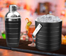 Stainless Steel Ice Bucket with Tong, Peg Measurer & Cocktail Shaker - Black Ring
