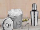 Stainless Steel Ice Bucket with Tong, Peg Measurer & Cocktail Shaker - Full Hammered