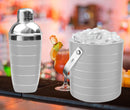 Stainless Steel Ice Bucket with Tong, Peg Measurer & Cocktail Shaker - Off White