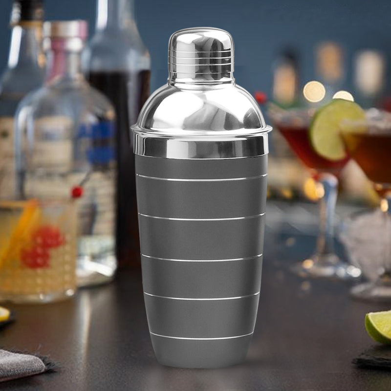 Stainless Steel Cocktail Shaker with Strainer - Ring Design, 500 ml