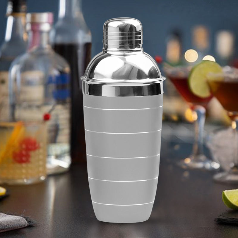 Stainless Steel Cocktail Shaker with Strainer - Ring Design, 500 ml