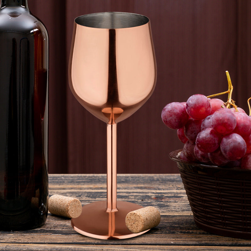 Stainless Steel Wine Goblet/Glasses Copper - Set of 2, 375 ml